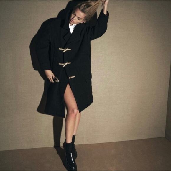 ZARA Wool Toggle Coat ZW Limited Edition Blogger Favorite Size Large New - Picture 1 of 15